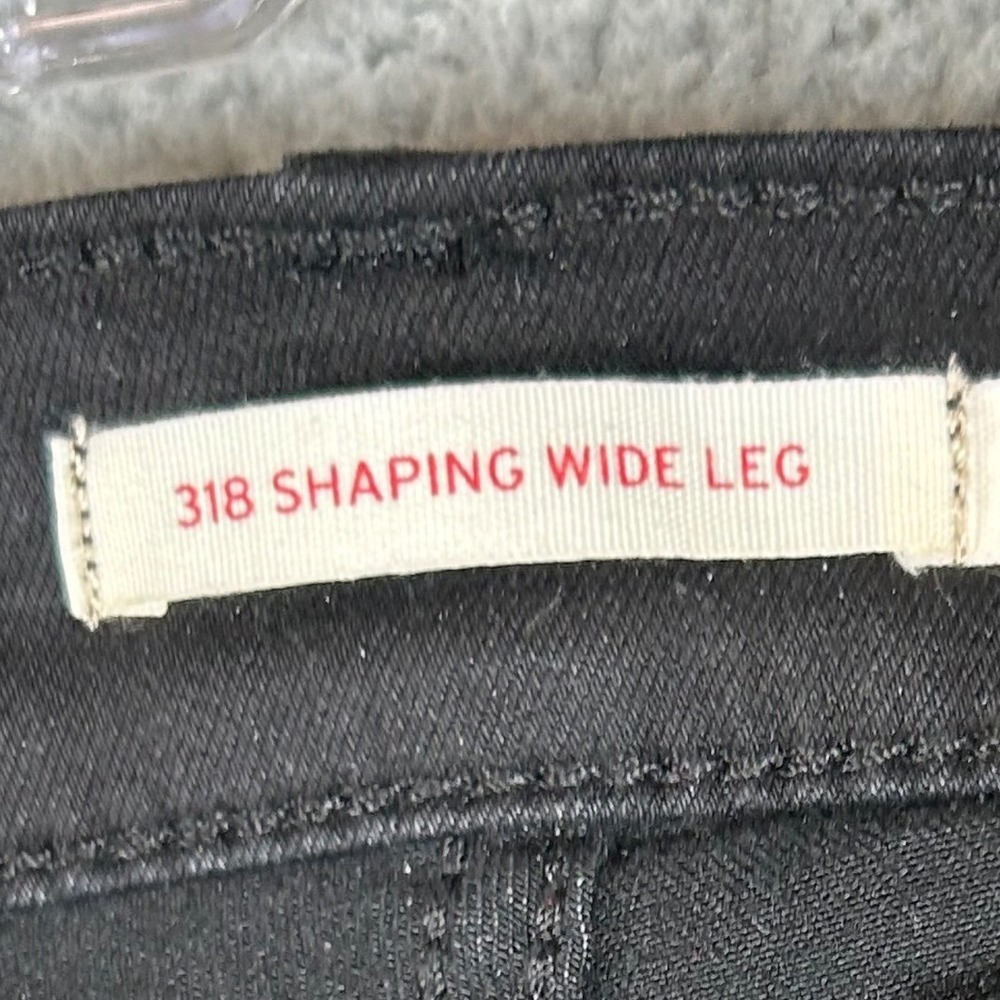 Levis 318 Shaping Wide Leg Jeans Womens 32 Black High Rise Stretch Denim Pants - Picture 4 of 11